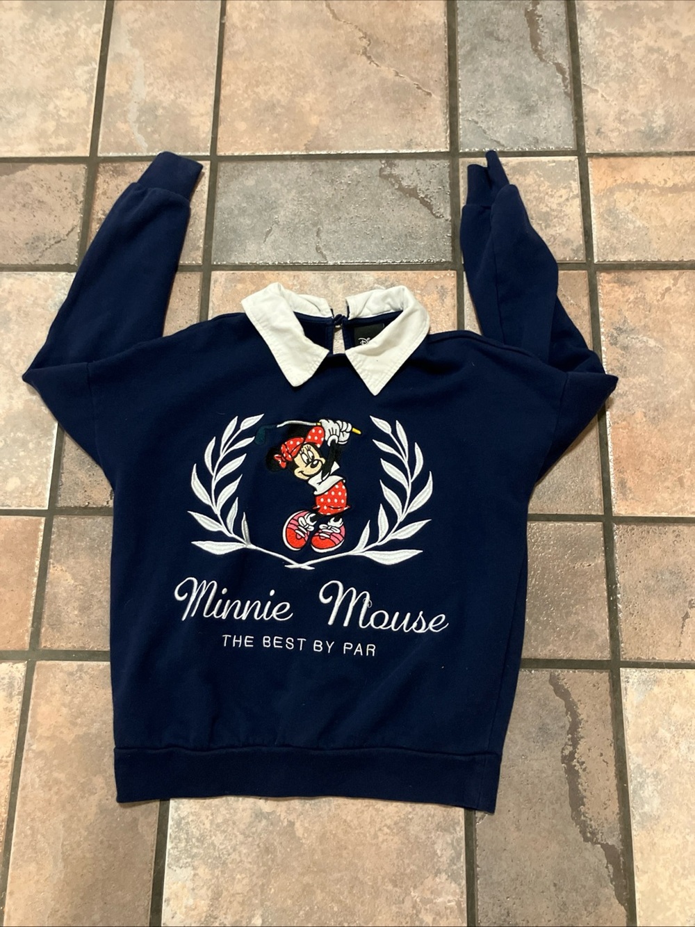 Disney Minnie Mouse Golf Collared Pullover Sweatshirt Blue XS Box Lunch